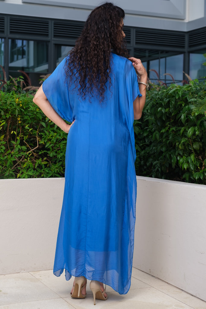 DSS204-401 Cobalt Helen Silk Kaftan Long Dress