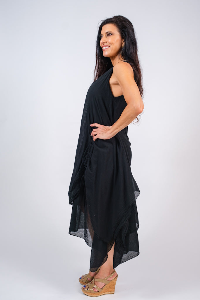 DT120-001 Black Matilda Cotton Gauze Dress