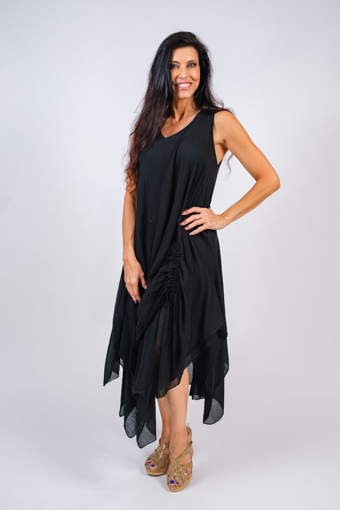 DT120-001 Black Matilda Cotton Gauze Dress