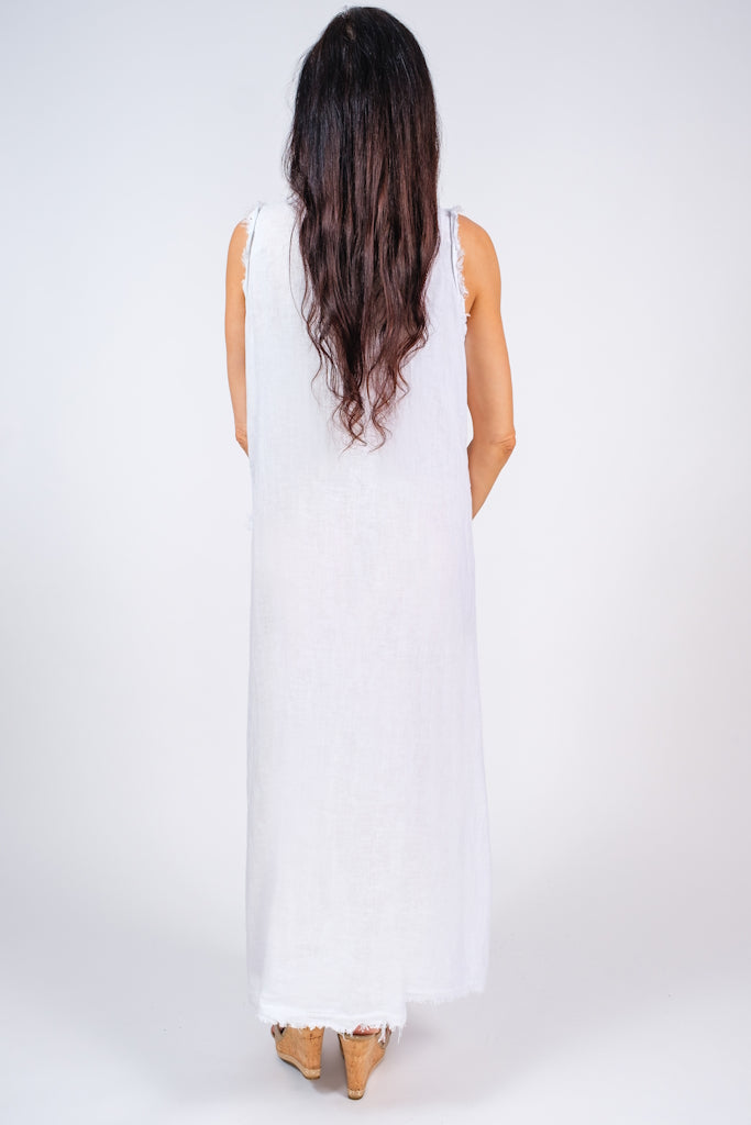 Wanita Diagonal Raw Edge Linen Dress (DT122) TINA Stephens Group Wanita Diagonal Raw Edge Linen Dress (DT122) TINA Stephens Group