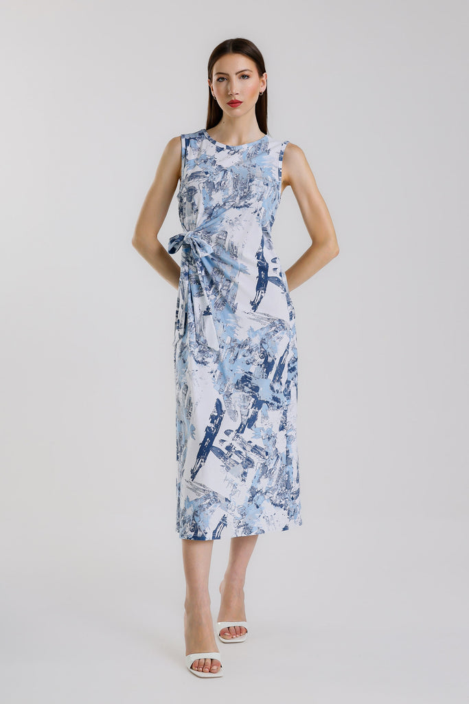 DT129J 409 Navy Shoji Tammy Sleeveless Stretch Cotton Dress