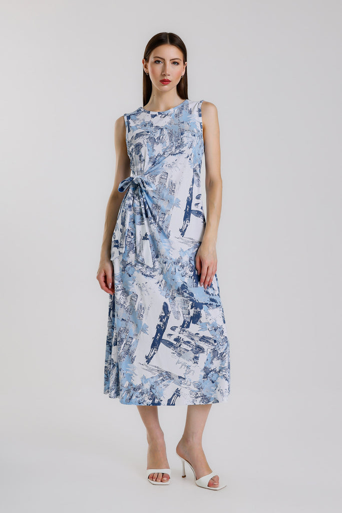 DT129J 409 Navy Shoji Tammy Sleeveless Stretch Cotton Dress