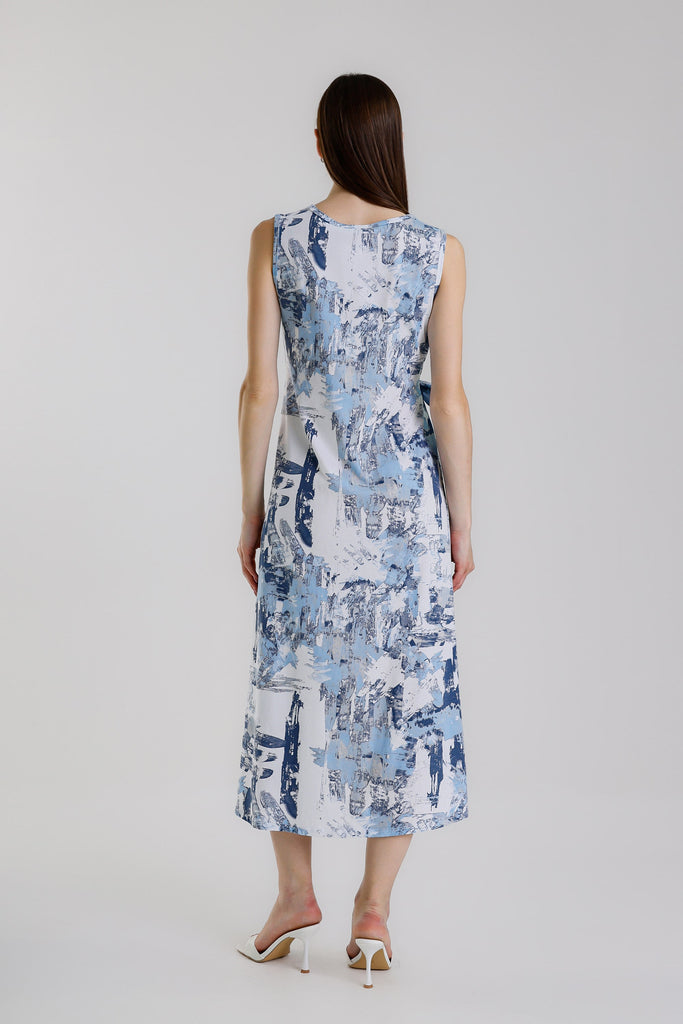 DT129J 409 Navy Shoji Tammy Sleeveless Stretch Cotton Dress
