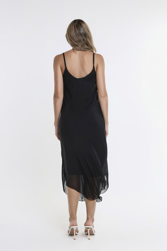 DT224 001 Black Rachel Silk Midi Dress-4