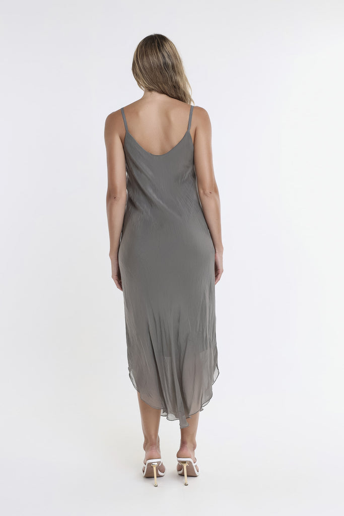 DT224 243 Dark Taupe Rachel Silk Midi Dress-4