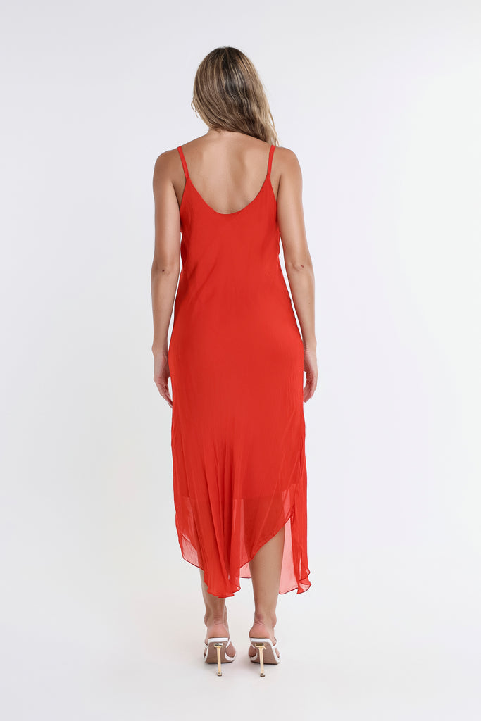 DT224 600 Red Rachel Silk Midi Dress-3