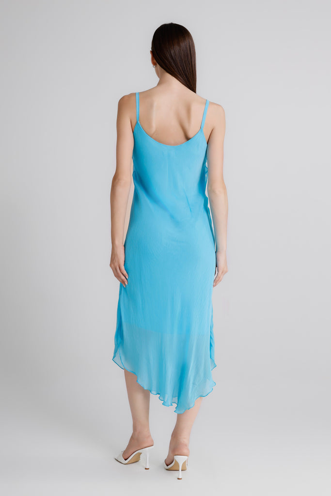 DT224 440 Turq Rachel Silk Midi Dress