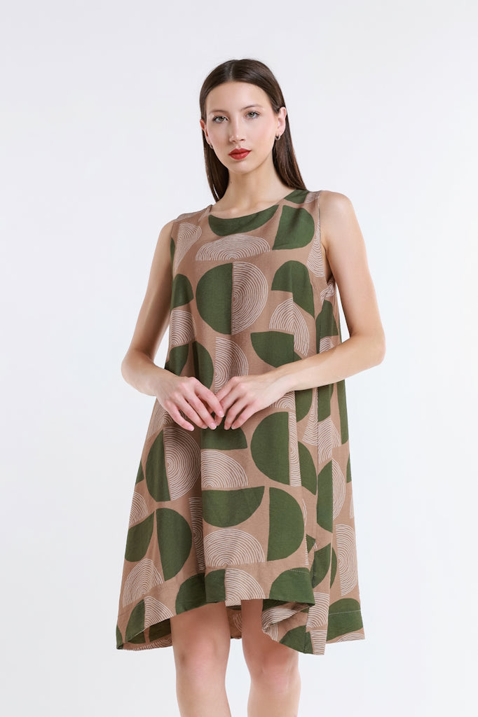 DT225M-303 Army Moon Marion Sleeveless Shift Dress