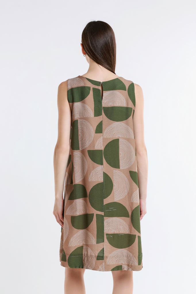 DT225M-303 Army Moon Marion Sleeveless Shift Dress