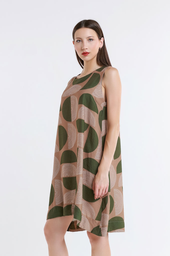 DT225M-303 Army Moon Marion Sleeveless Shift Dress