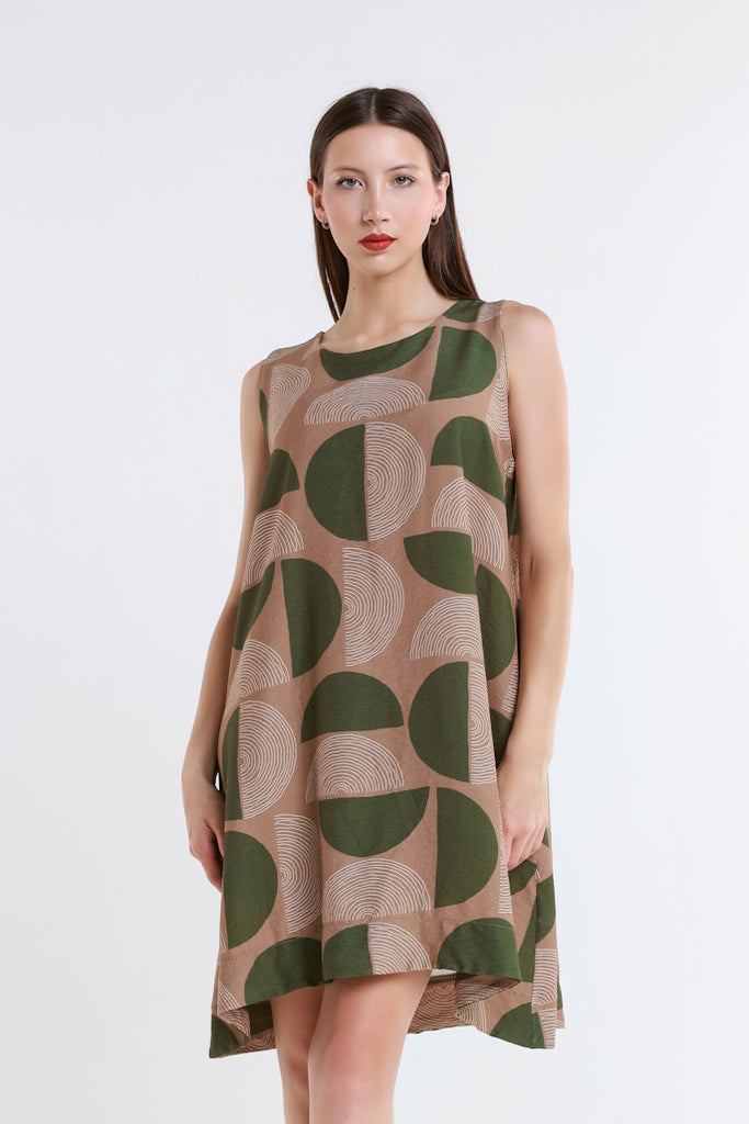 DT225M-303 Army Moon Marion Sleeveless Shift Dress