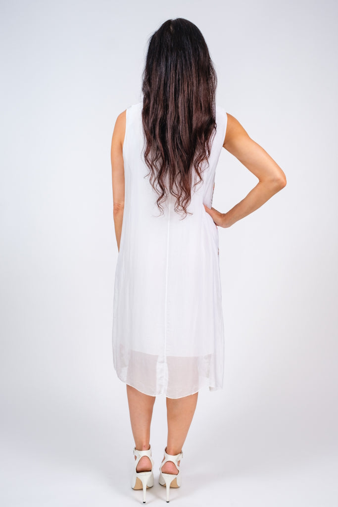 DT223-100 White Linea Embroidered Garden Dress