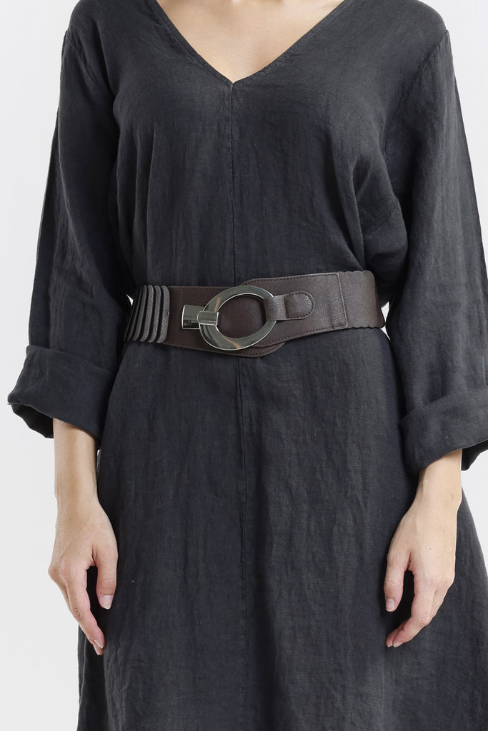 IBL615V 202 Espresso Nikolina Stretch Silver Buckle Belt-2