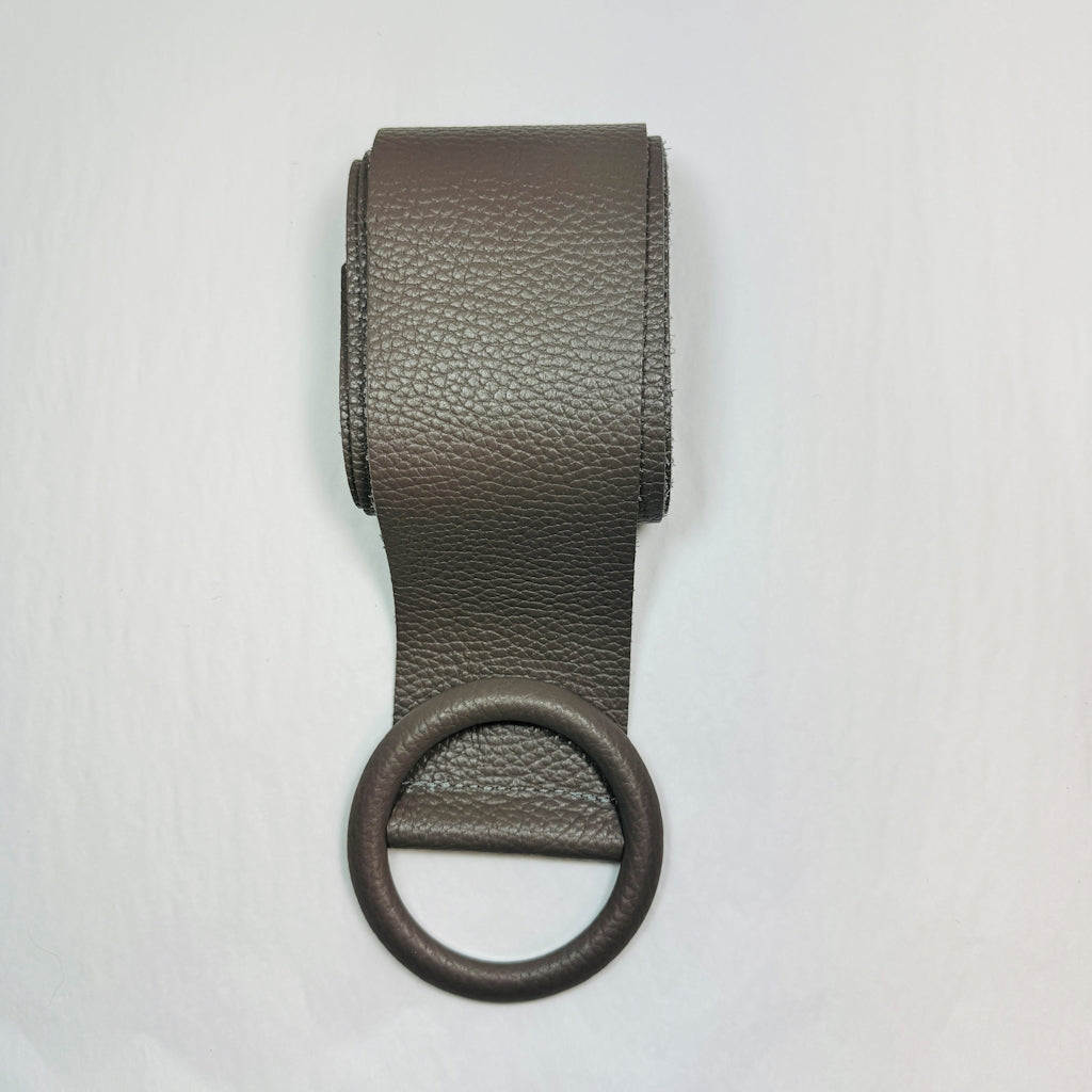 IBM112-037 Fog Gray Odette Leather Covered Buckle Belt