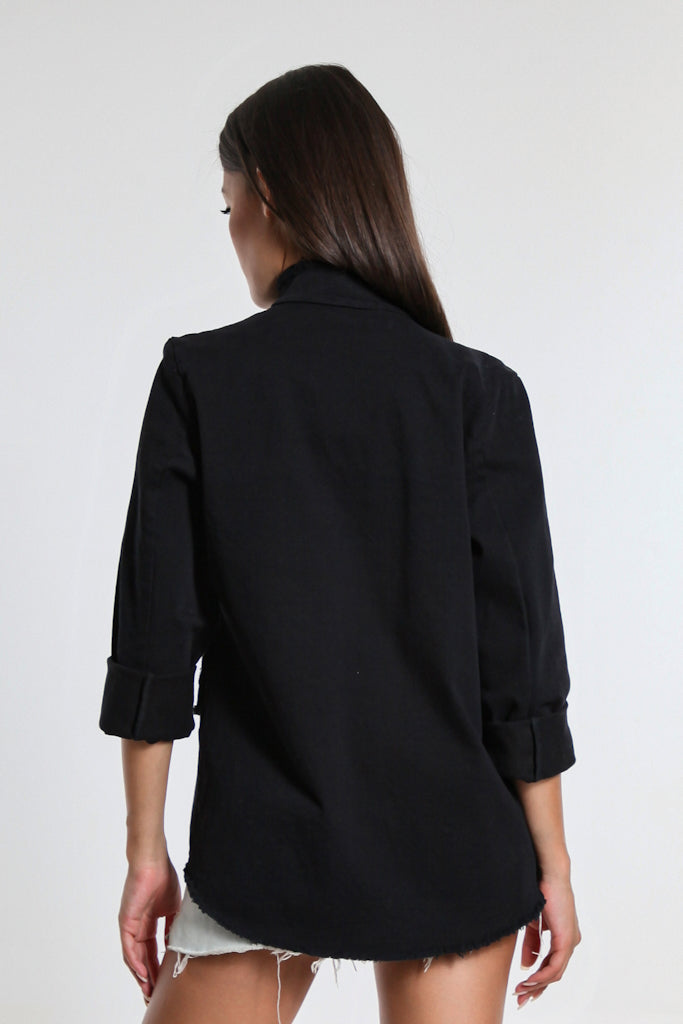 JLS108-001 Black Kimmi Frayed Edge Jacket