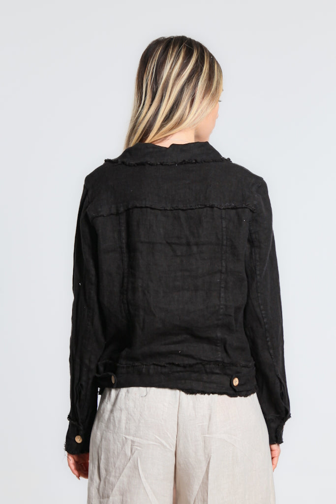 JLS109-001 Black Jill Linen 'Jeans' Jacket