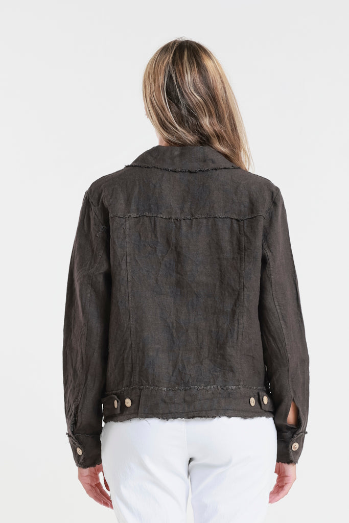 JLS109-202 Espresso Jill Linen 'Jeans' Jacket