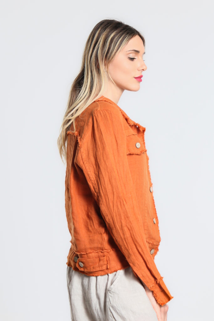 JLS109-225 Rust Jill Linen 'Jeans' Jacket