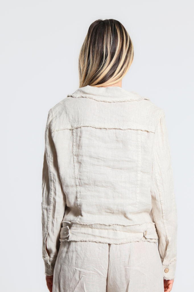 JLS109-250 Beige Jill Linen 'Jeans' Jacket