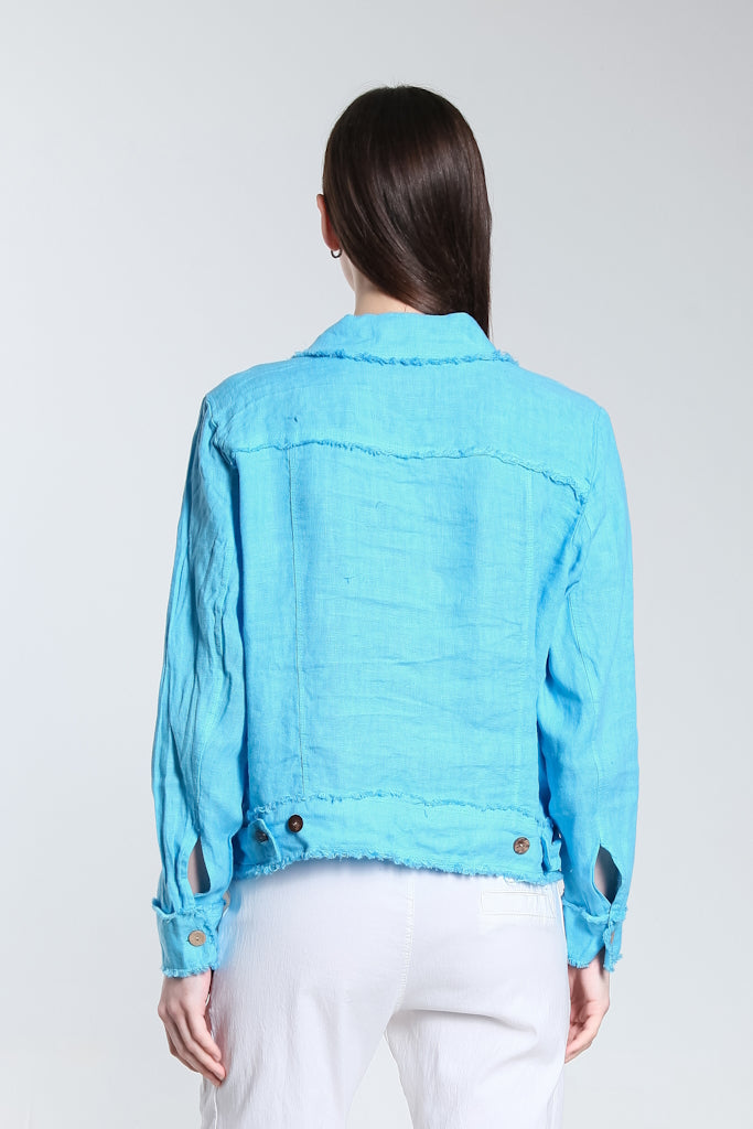 JLS109-440 Turq Jill Linen 'Jeans' Jacket