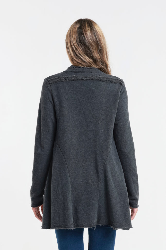 JLS111-010 Charcoal Jane French Terry Cozy Jacket