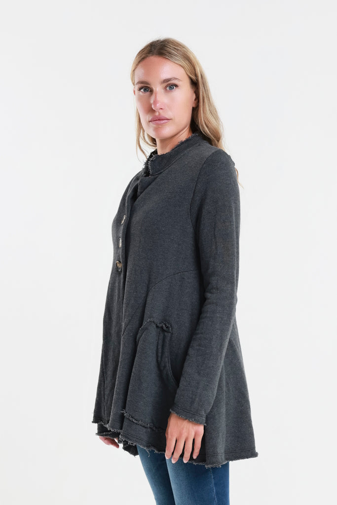 JLS111-010 Charcoal Jane French Terry Cozy Jacket