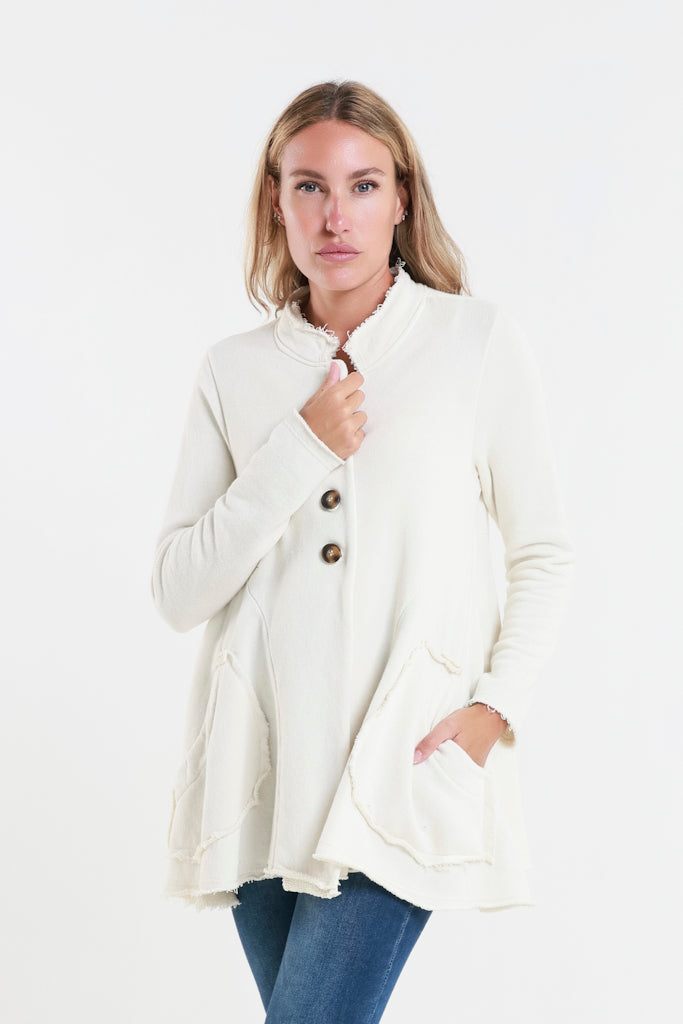 JLS111-105 Cream Jane French Terry Cozy Jacket