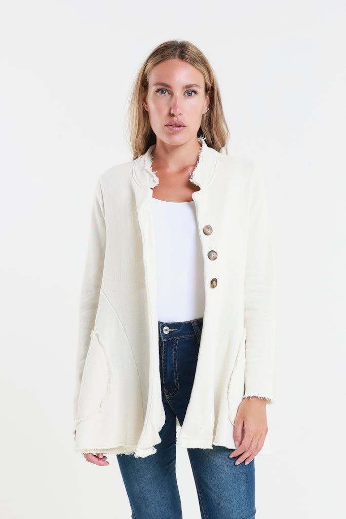 JLS111-105 Cream Jane French Terry Cozy Jacket