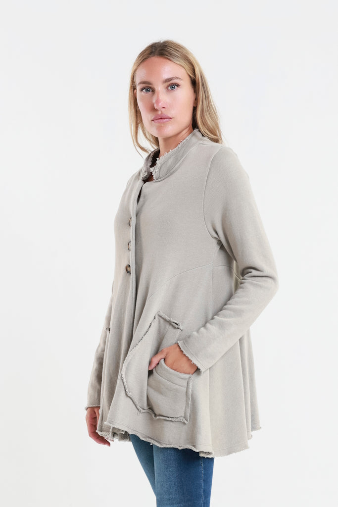 JLS111-210 Taupe Jane French Terry Cozy Jacket