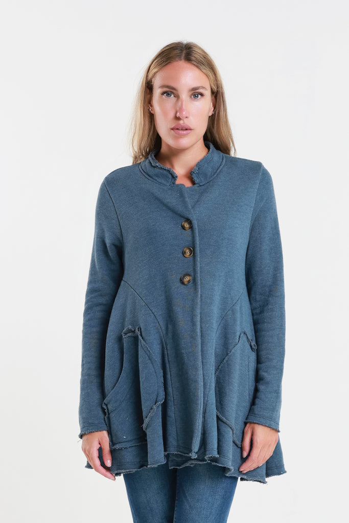 JLS111-409 Navy Jane French Terry Cozy Jacket