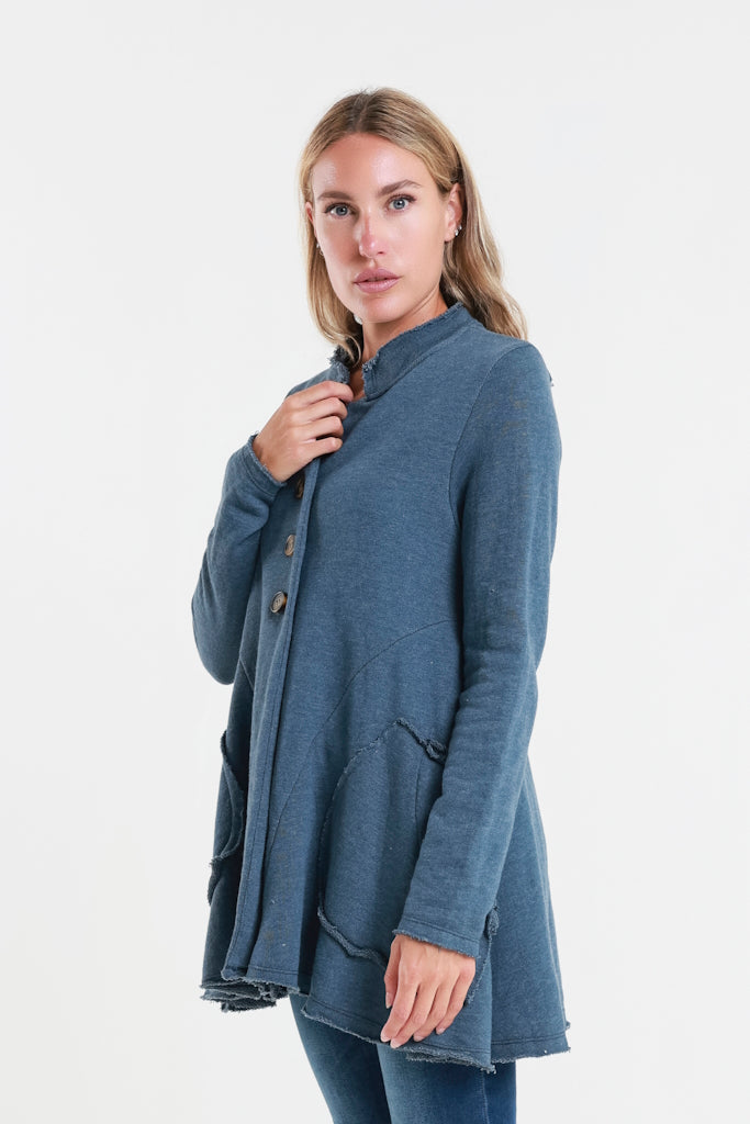 JLS111-409 Navy Jane French Terry Cozy Jacket