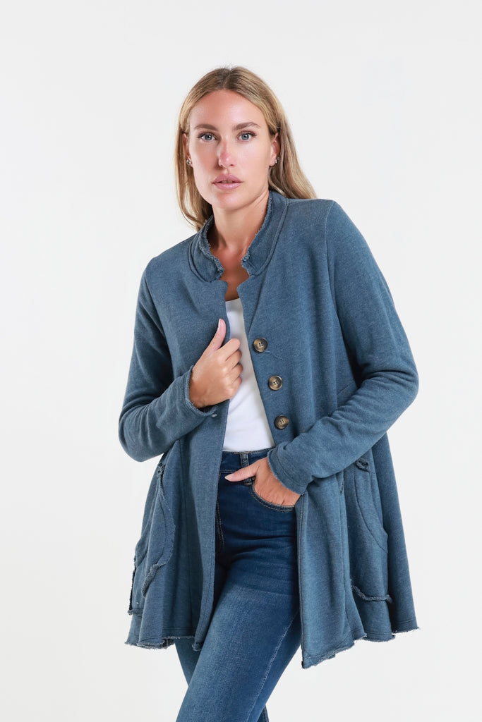 JLS111-409 Navy Jane French Terry Cozy Jacket