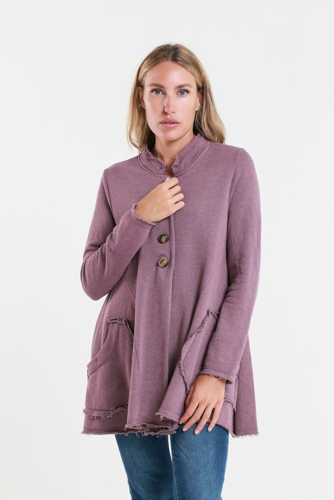 JLS111-503 Eggplant Jane French Terry Cozy Jacket