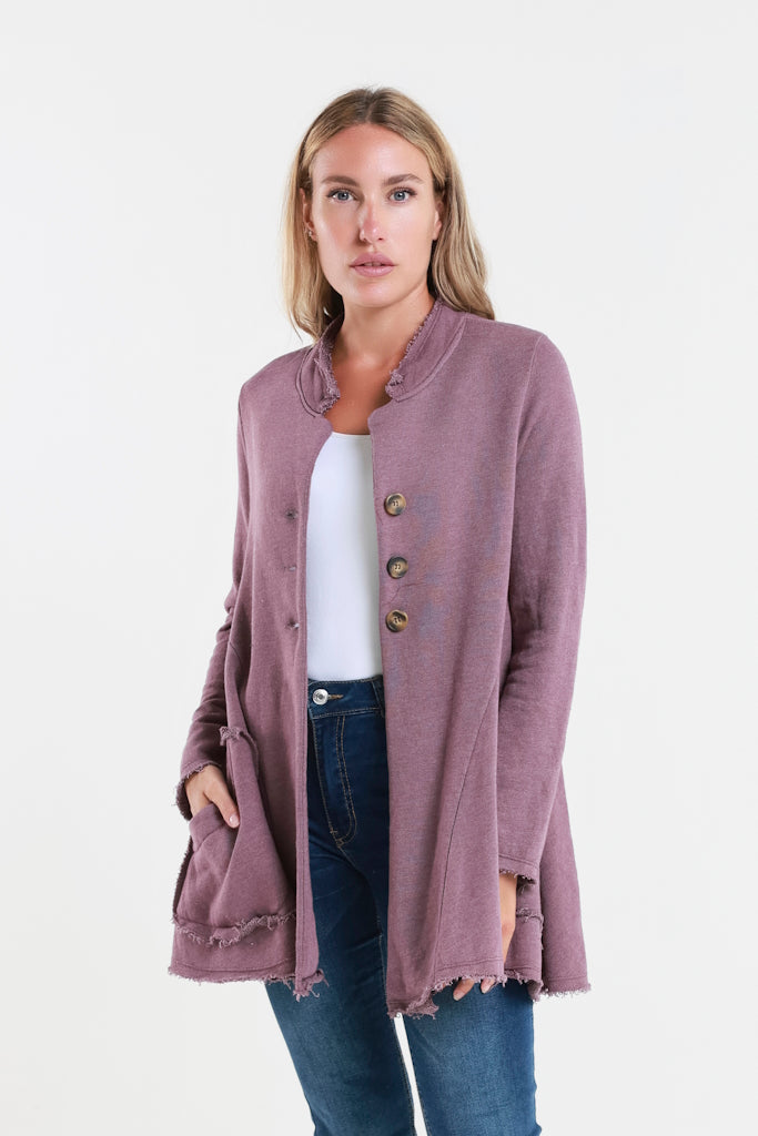 JLS111-503 Eggplant Jane French Terry Cozy Jacket