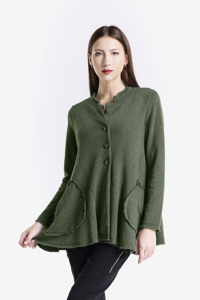 JLS111 303 Army Jane French Terry Cozy Jacket