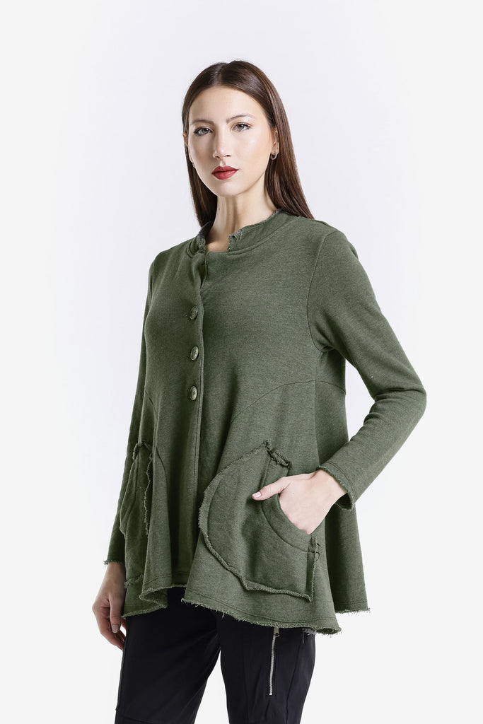 JLS111 303 Army Jane French Terry Cozy Jacket