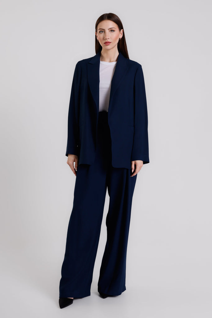 JLS201 409 Navy Carmine Slouchy Blazer