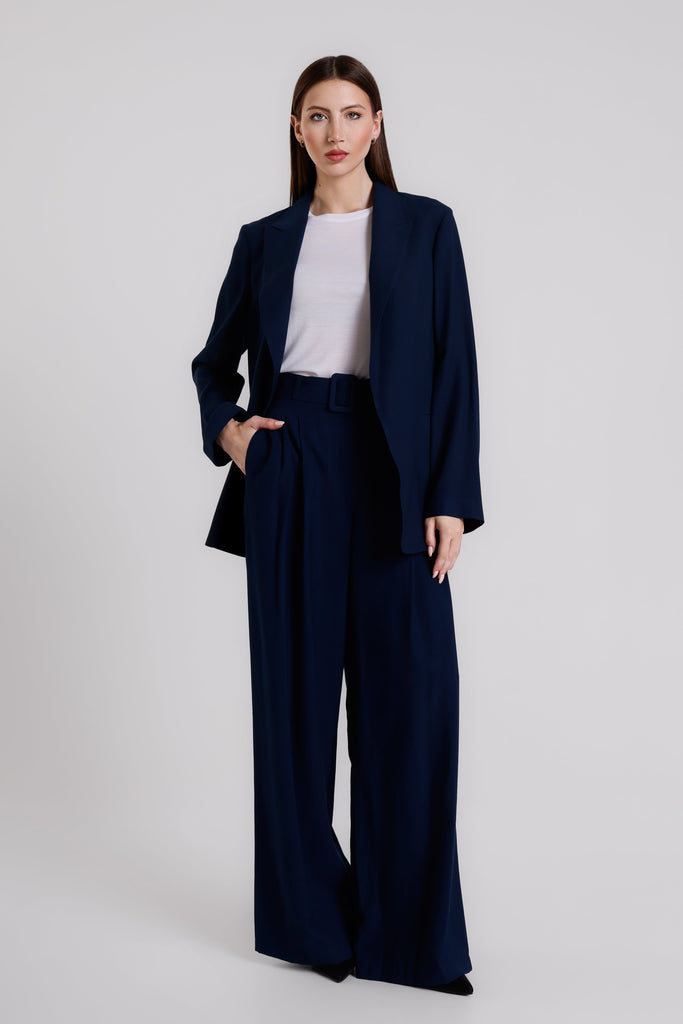 JLS201 409 Navy Carmine Slouchy Blazer