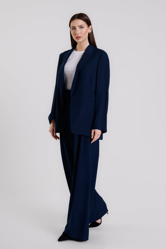 JLS201 409 Navy Carmine Slouchy Blazer