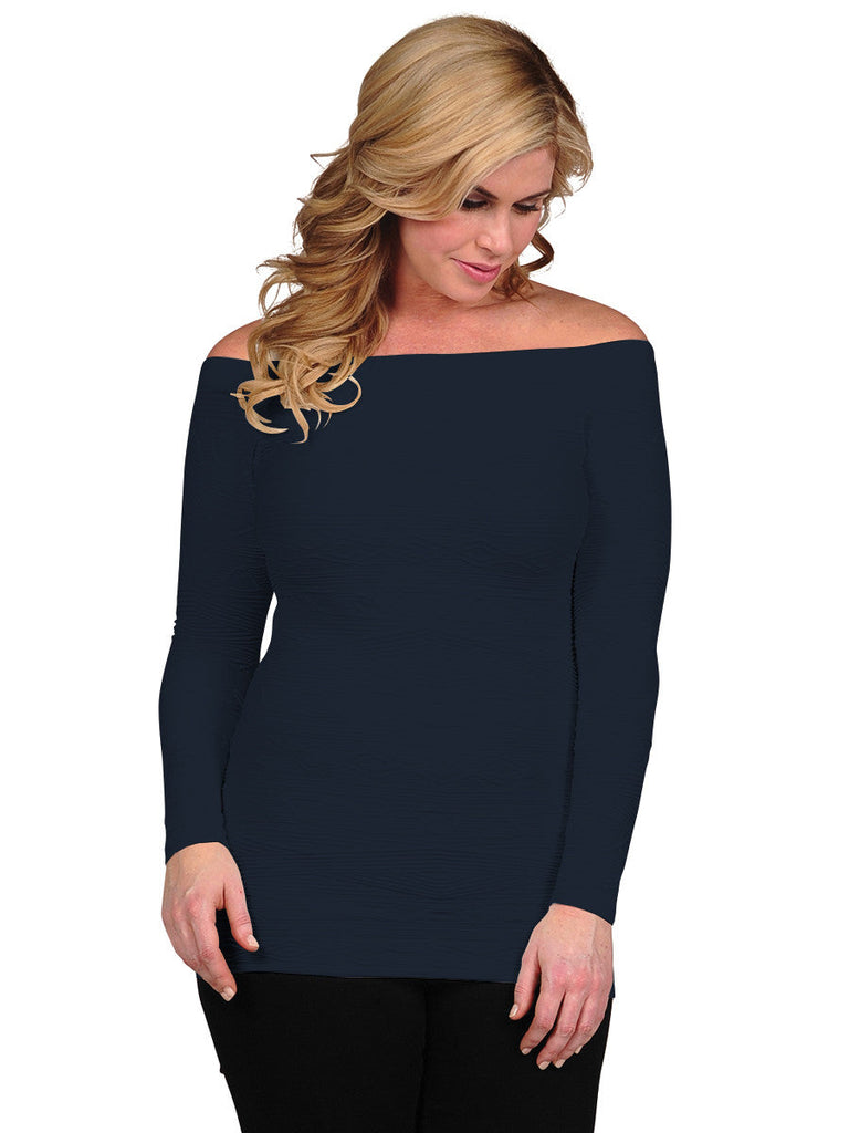 23T-188 Storm Gray Long Sleeve Tribal Top