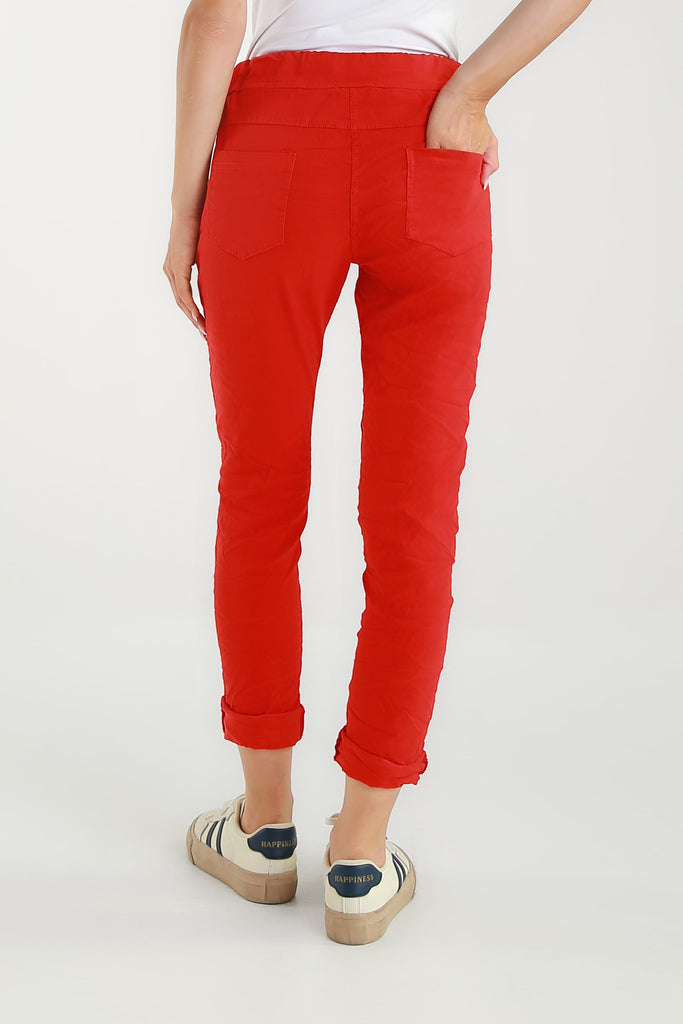 PL119 600 Red Haley Stretch Tie Waist Pant