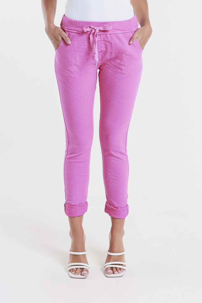 PL119 672 Fuchsia Haley Stretch Tie Waist Pant-2