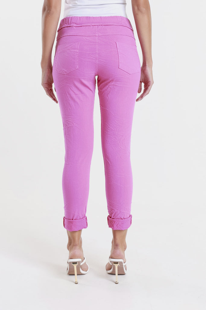 PL119 672 Fuchsia Haley Stretch Tie Waist Pant-4