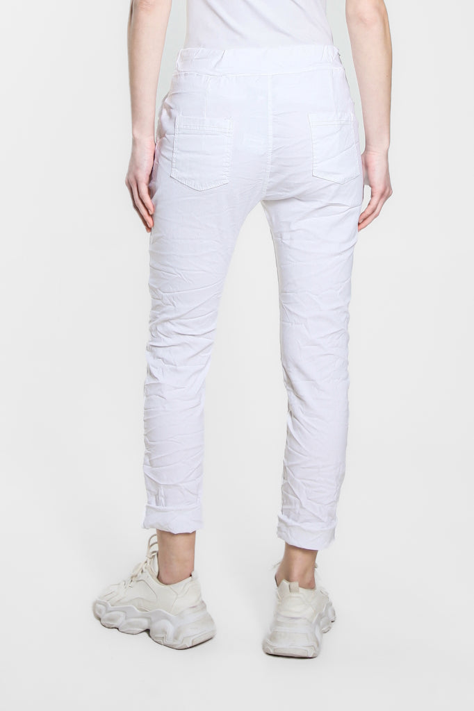 PL151-100 White Riley Zipper Pocket Pant