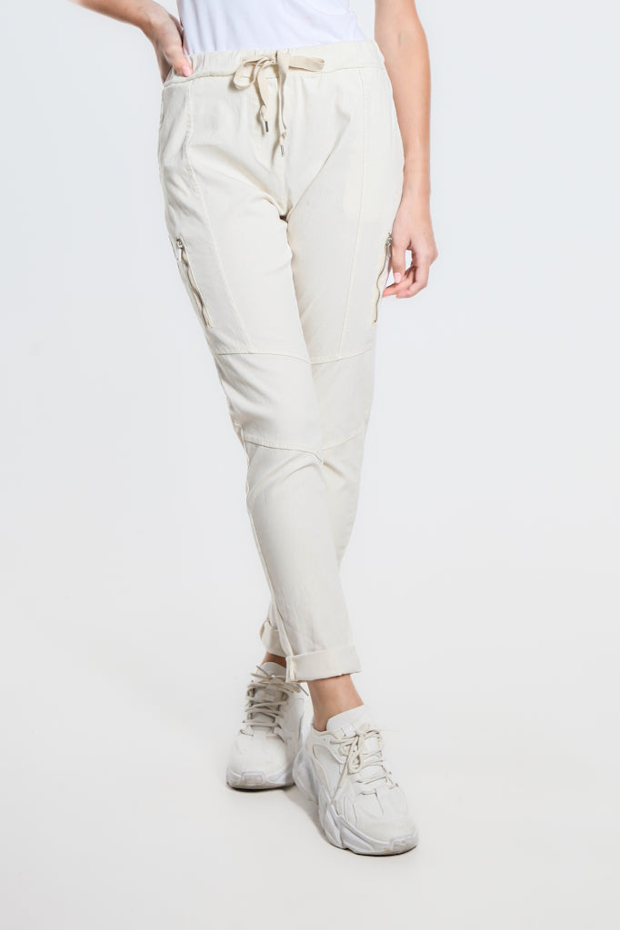 PL155-105 Cream Danica Side Zipper Pant