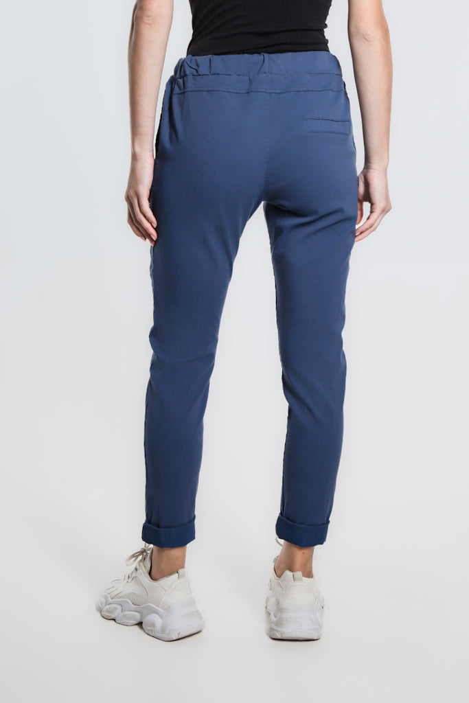 PL155-491 Denim Blue Danica Side Zipper Pant