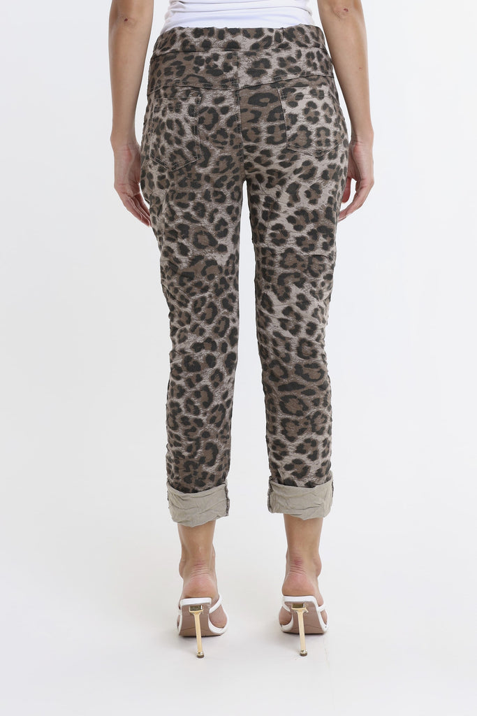 PL160D 210 Taupe Leopard Collins Stretch Tie Waist Pant-4