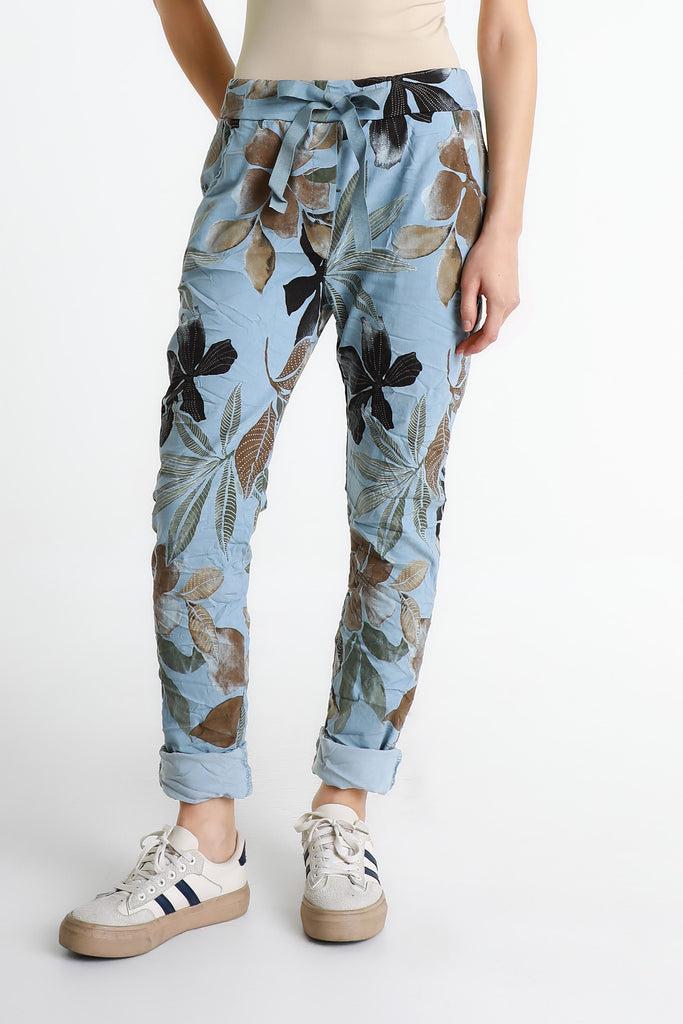 PL160E 427 Jeans Lily Leaf Collins Stretch Tie Waist Pant