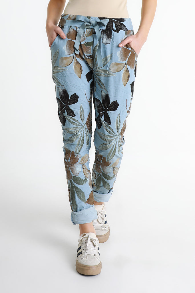 PL160E 427 Jeans Lily Leaf Collins Stretch Tie Waist Pant