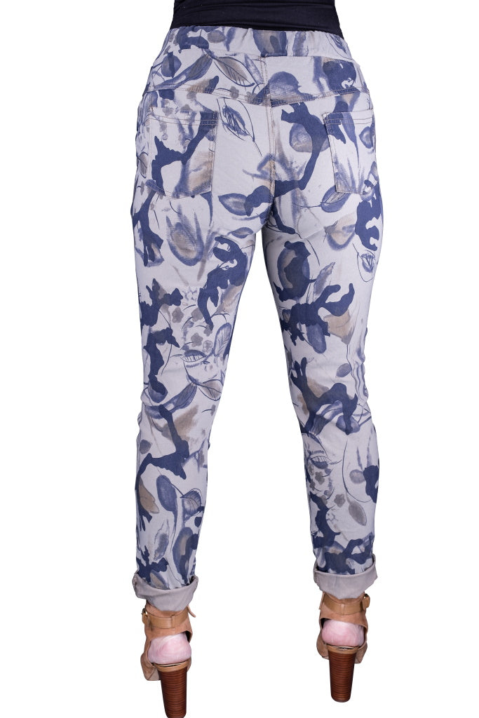 PL175L-210 Taupe Mya Abstract Leaf Pant